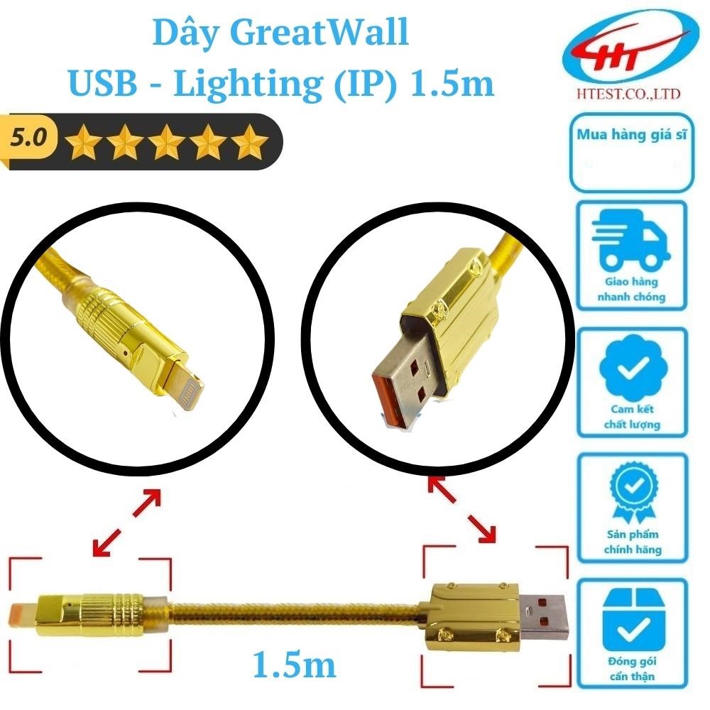 Dây cáp chuyển sạc nhanh Great Wall USB - Lighting (IP) dài 1.5m