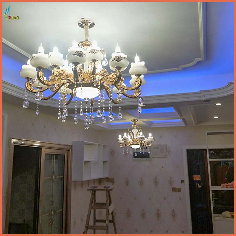 Đèn chùm tân cổ điển, đèn chùm pha lê nến 15 bóng 8030 kiểu dáng sang trọng, tinh tế tạo điểm nhaanss cho mọi không gian nội thất
