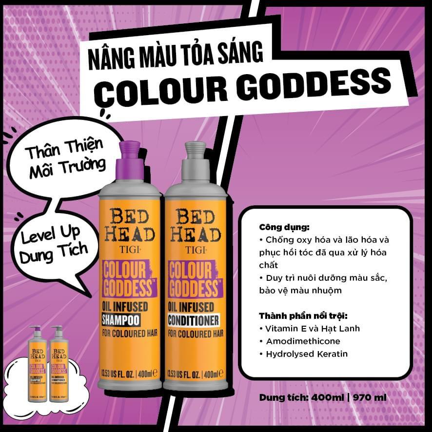 Dầu gội xả cho tóc nhuộm Tigi Bed Head Colour Goddess Mỹ 400ml