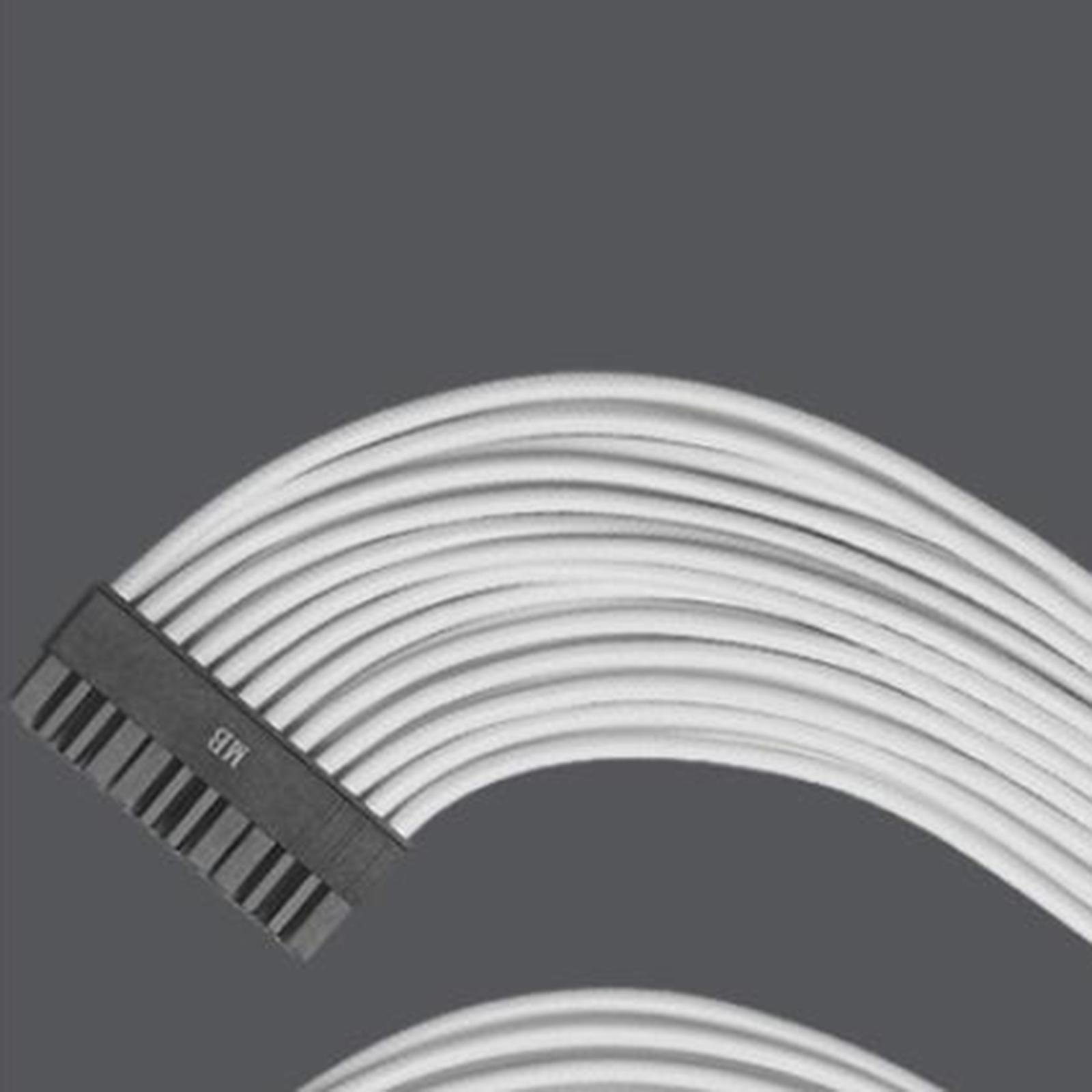 Sleeved Cable 30cm Extension 24Pin PVC White for Supply Case
