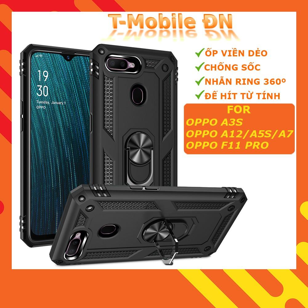 Ốp lưng dành cho Oppo A12 A3S A5S A7 A93 F11 Pro chống sốc 2 lớp kèm nhẫn iring làm giá đỡ