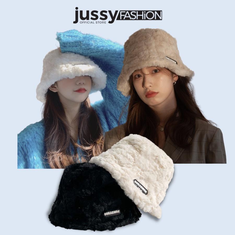 Mũ Bucket Len Lông Mịn Doreamon Jussy Fashion Nón Tai Bèo Len Cừu Hot Trend Chất Lông Mịn Dày 2 Lớp Phong Cách Hàn Quốc