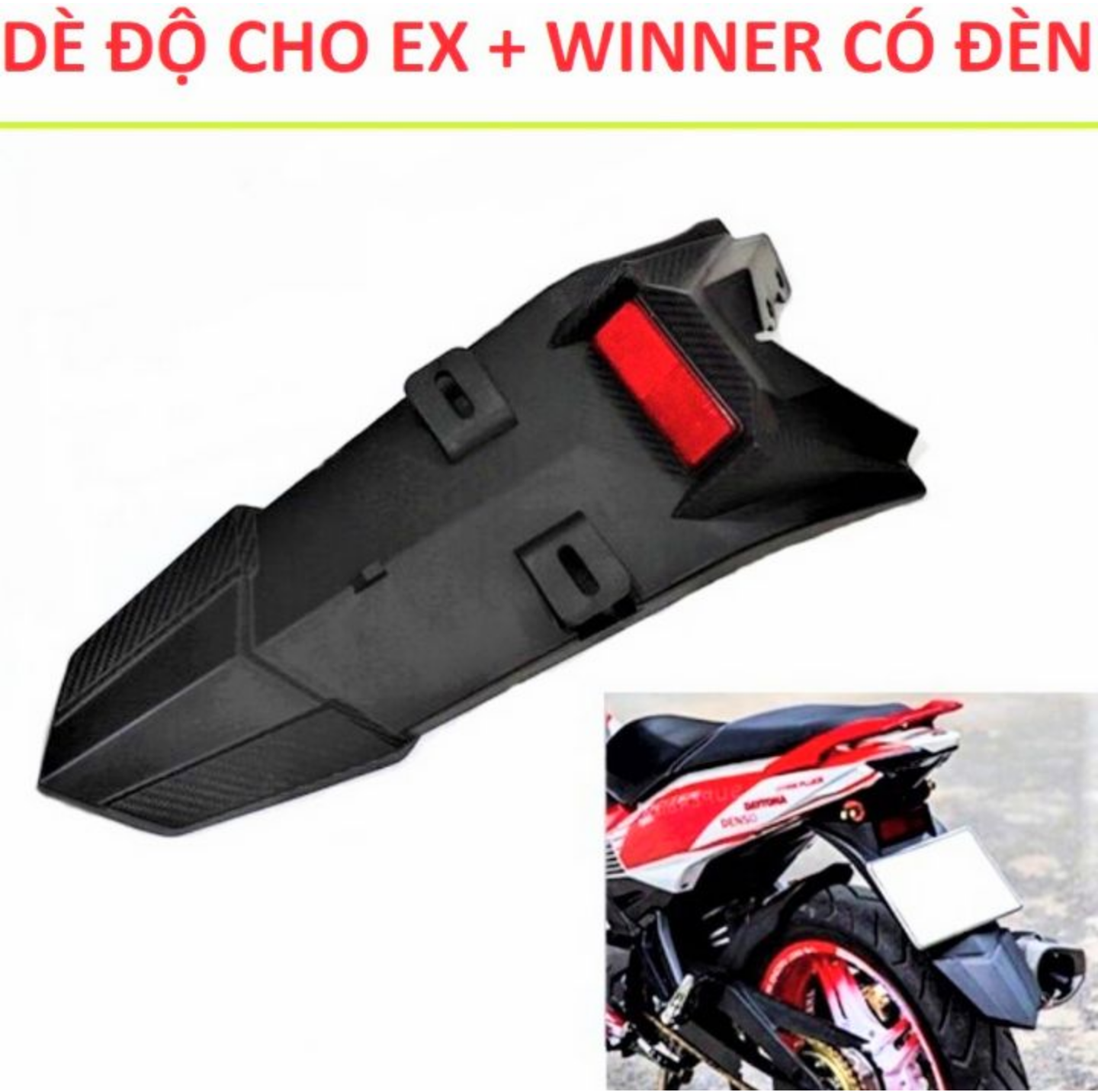 DÈ CHẮN BÙN SAU XE MÁY LẮP XE EX150 CÓ ĐÈN LED SIÊU NGẦU LOẠI DẦY TỐT