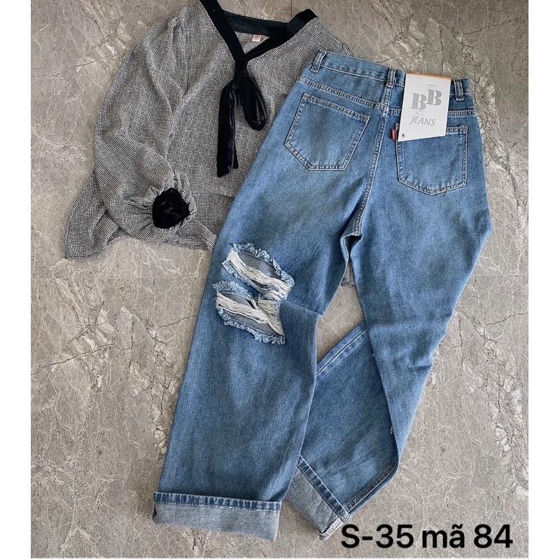 Quần jean baggy nữ rách ống suông rộng Bigsize 40kg đến 80kg MS84