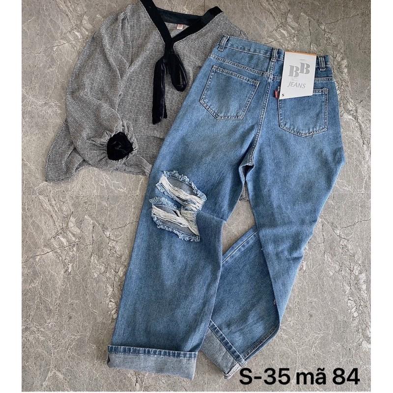 Quần jean baggy nữ ️️ Quần jean baggy nữ rách ống suông rộng Bigsize 40kg đến 80kg MS84 bigsize 2KJean