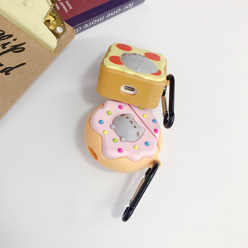 Bao Case Cho Airpods 1/ Airpods 2 Hình Bánh Donut và Sandwich Mèo