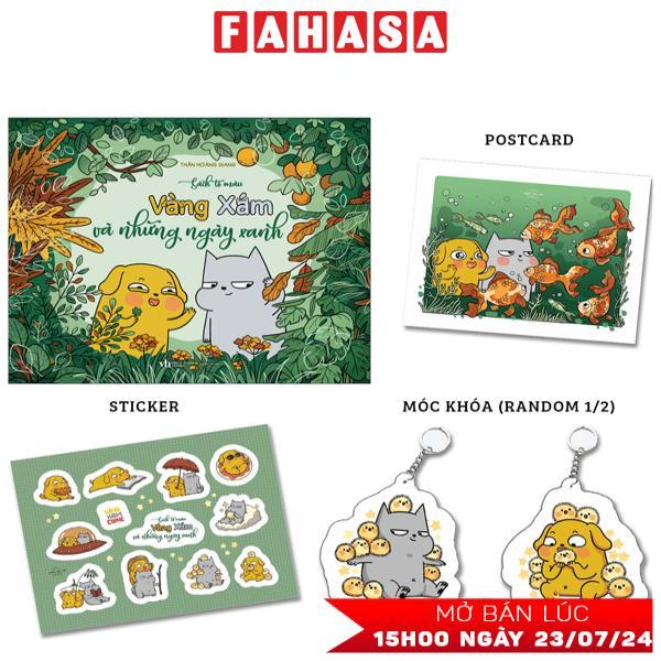 Sách Tô Màu - Vàng Xám Và Những Ngày Xanh - Bản Đặc Biệt - Tặng Kèm Sticker + Postcard + Móc Khóa Ngẫu Nhiên 1 Trong 2 Mẫu