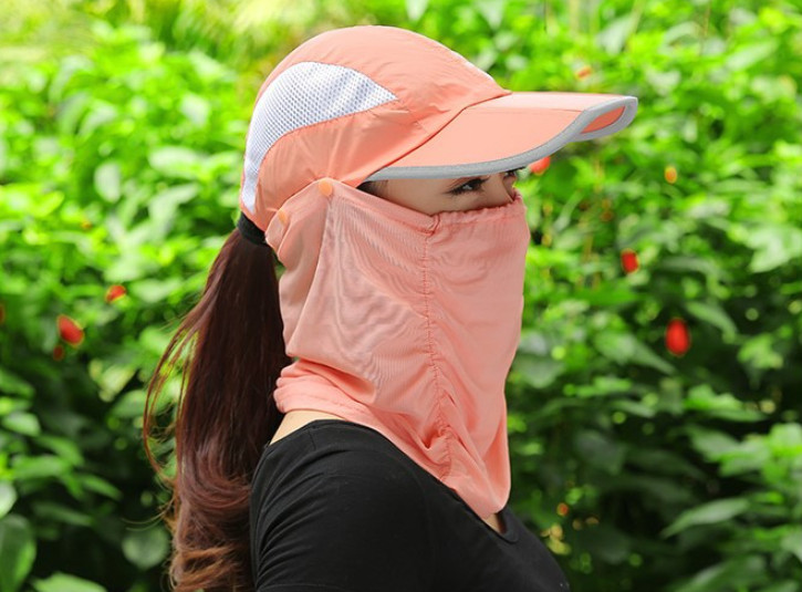 Mũ chống nắng kèm khẩu trang chống uv cao cấp, nón chống nắng khẩu trang 360 độ