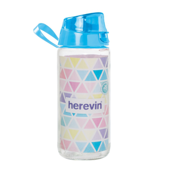 Bình nước thể thao thủy tinh Herevin Décor 500ml - 111804-000 (Giao màu ngẫu nhiên)