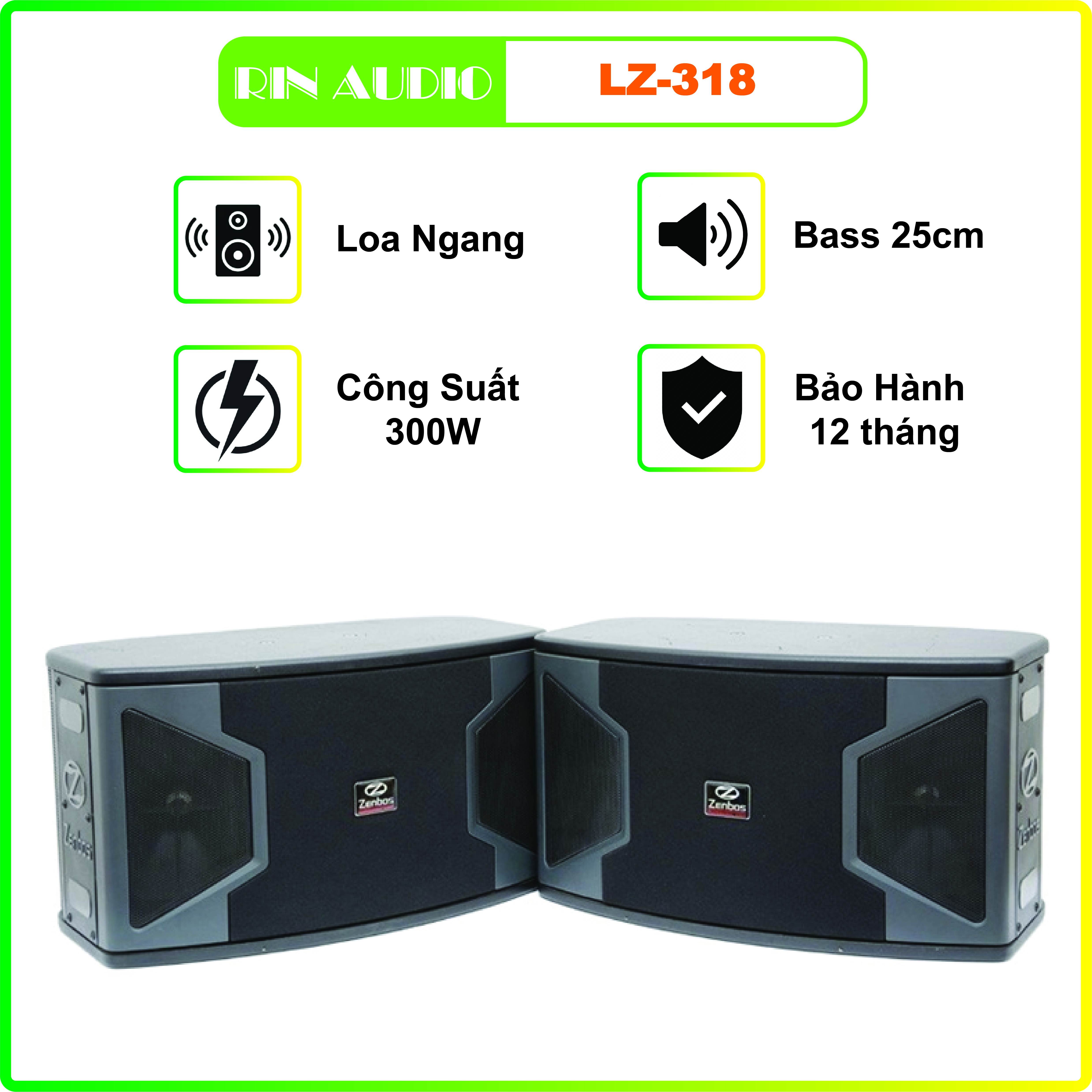 Cặp Loa Karaoke  gia đình Zenbos LZ - 318(Hàng chính hãng)