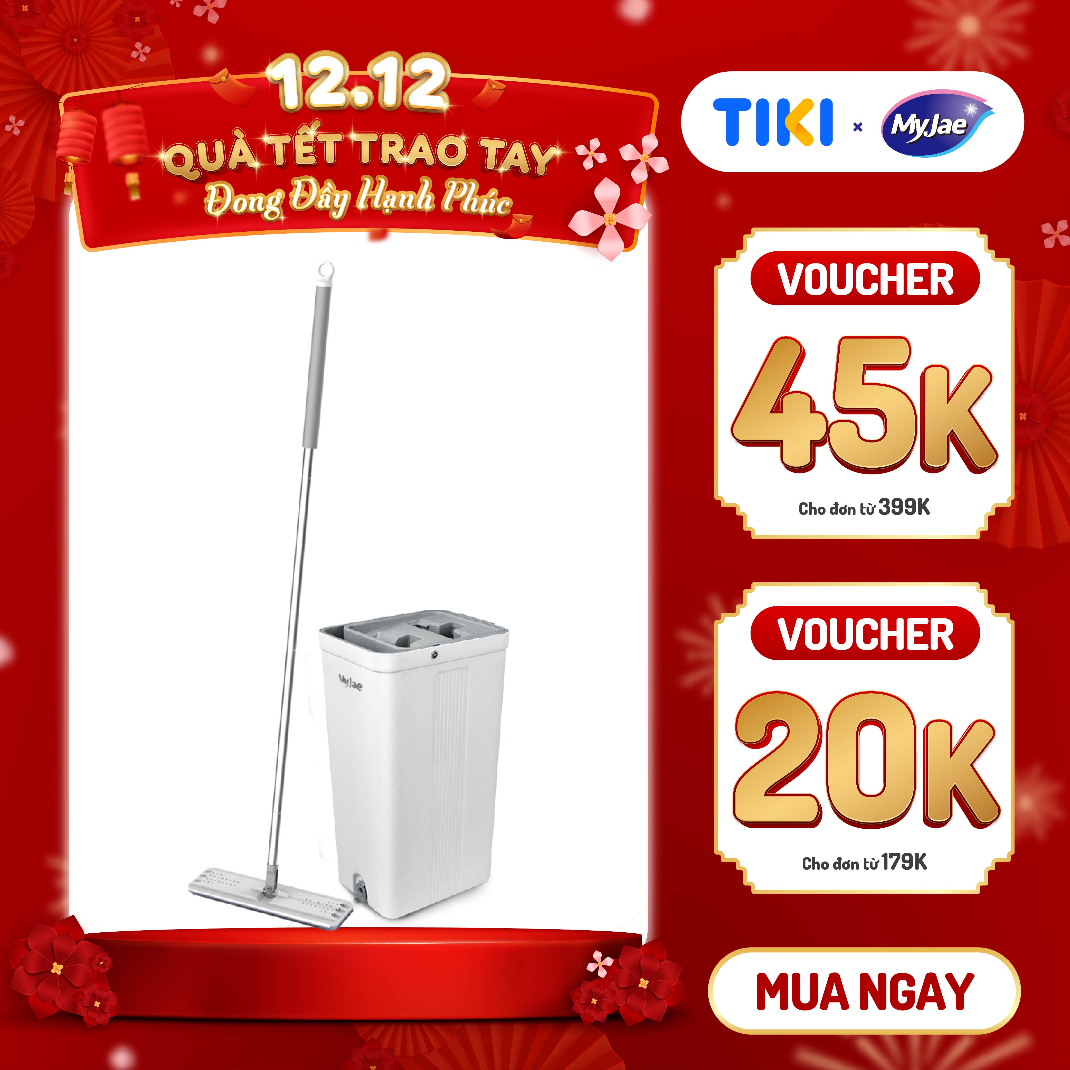 Bộ Cây Lau Nhà Tự Vắt Thông Minh 3 Thanh Vắt Sợi Microfiber - Bộ Lau Nhà 3 Ngăn Vắt