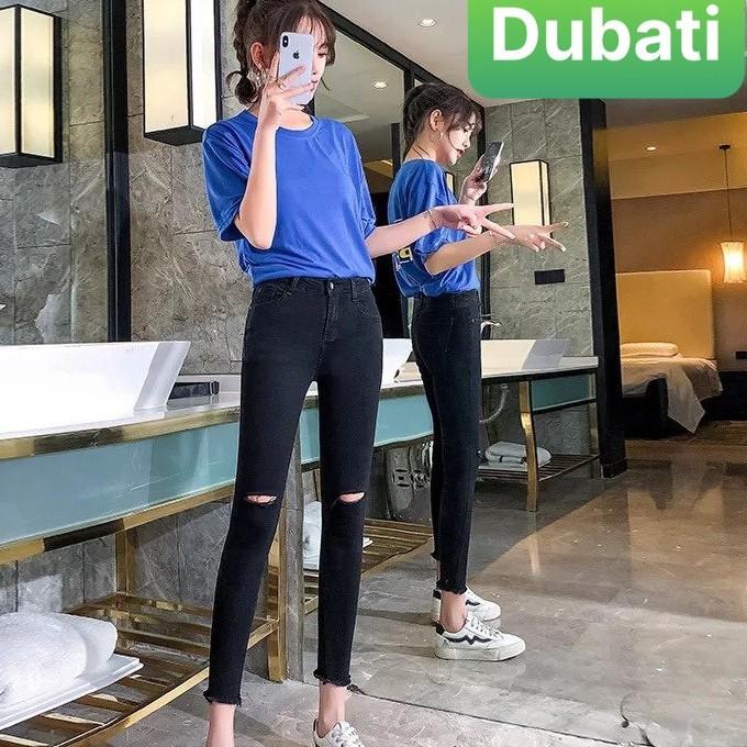 QUẦN JEAN NỮ CHẤT BÒ ĐEN RÁCH GỐI LƯNG CAO NÂNG MÔNG SIÊU SANG NHẬT BẢN - DB 119- DUBATI FASHION