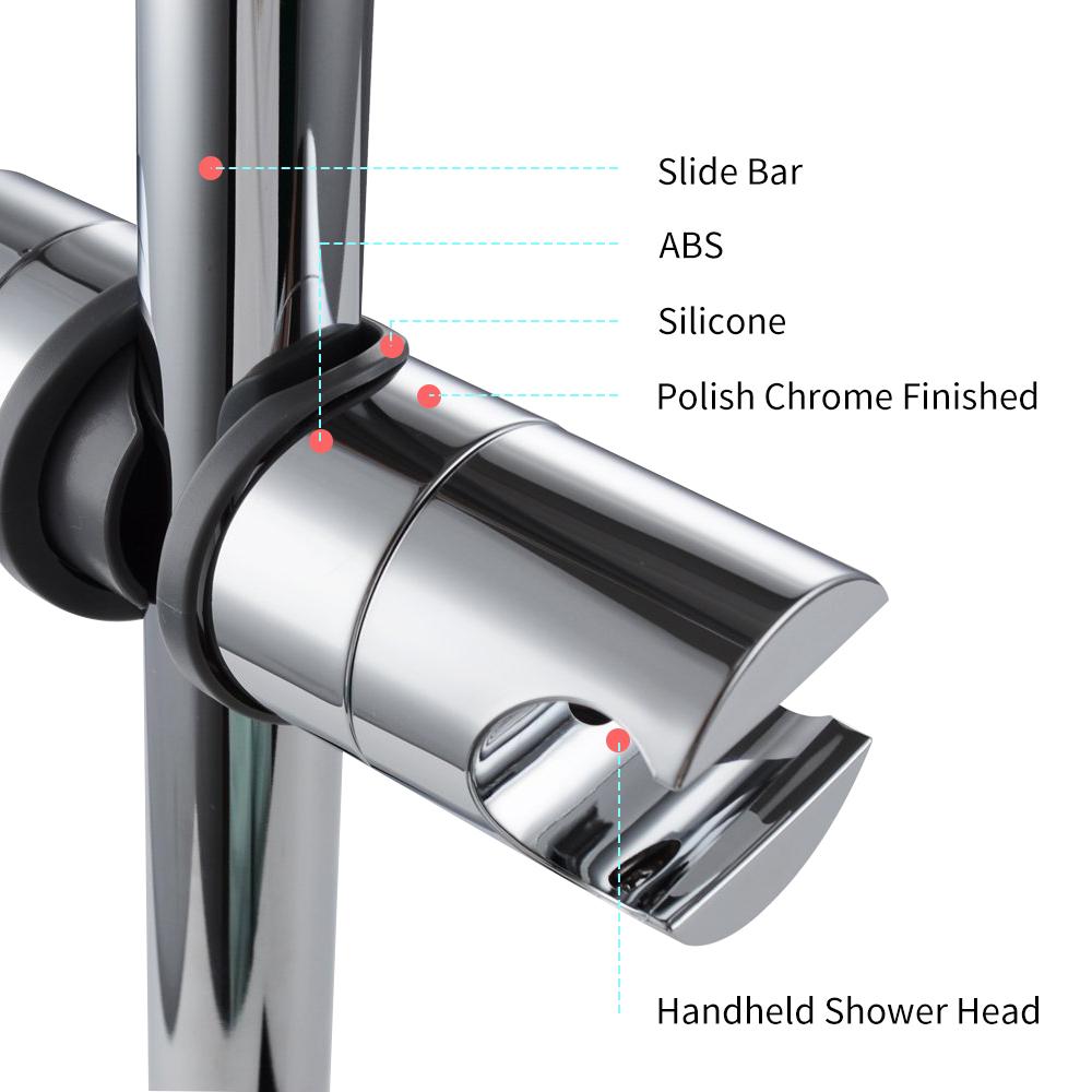 Giá đỡ vòi hoa sen cầm tay có thể điều chỉnh cho thanh trượt Đường kính 18-25MM bằng Chrome đánh bóng