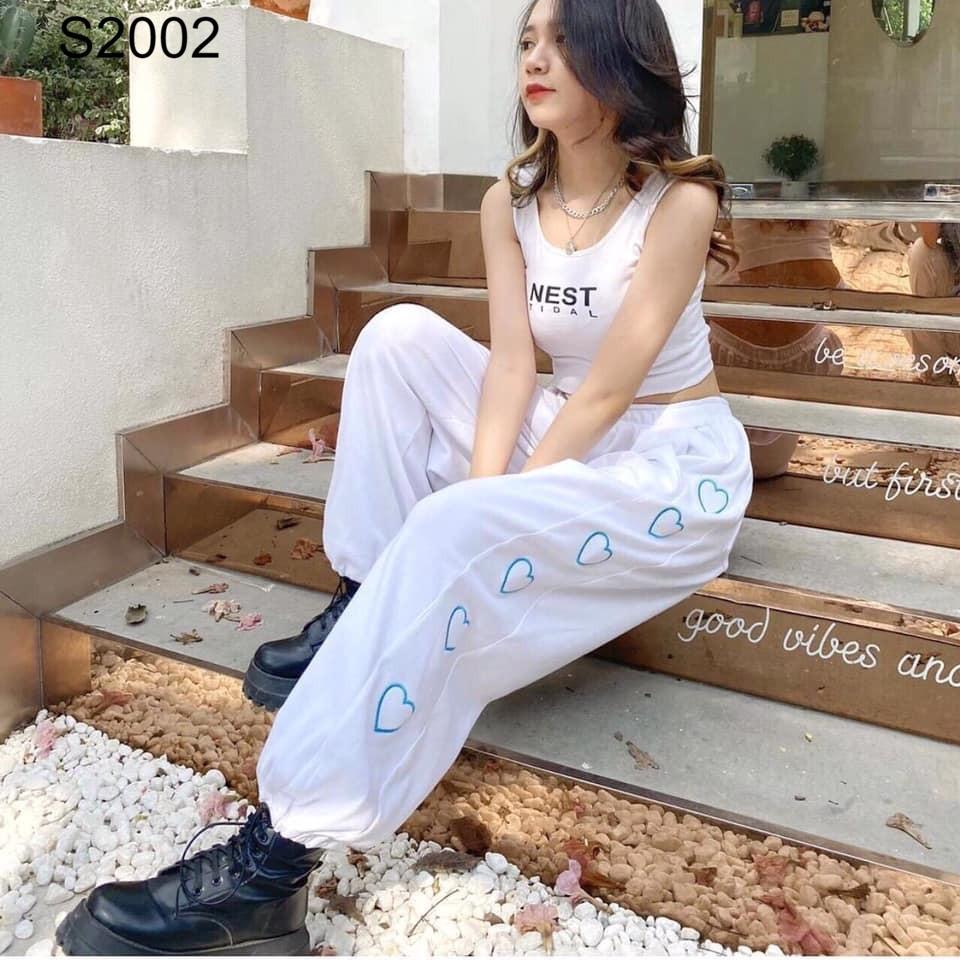Quần Jogger Nhiều Tim - Chất su mềm dày dặn; form thụng dáng thể thao cực cool - freesize dưới 60kg - S2002