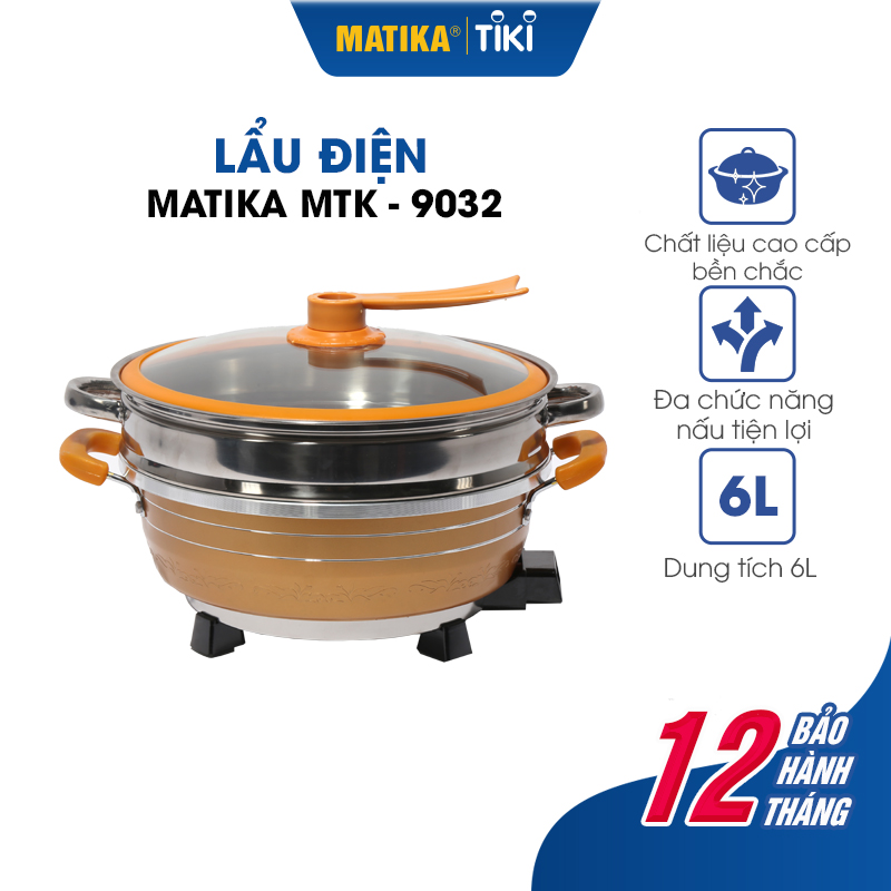 Nổi lẩu điện đa năng MATIKA 6L 1800W MTK-9032 - Hàng chính hãng