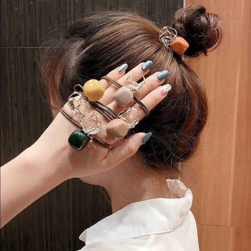 Cột tóc cườm rỗng nhiều màu cá tính CTS111