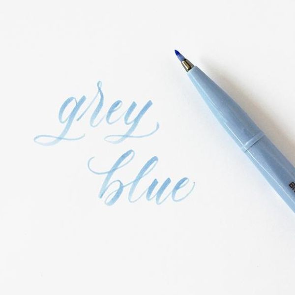 Bút lông viết thư pháp hiện đại Pentel SES15C-S3X xanh xám; Calligraphy Fude Touch Sign - Grey Blue