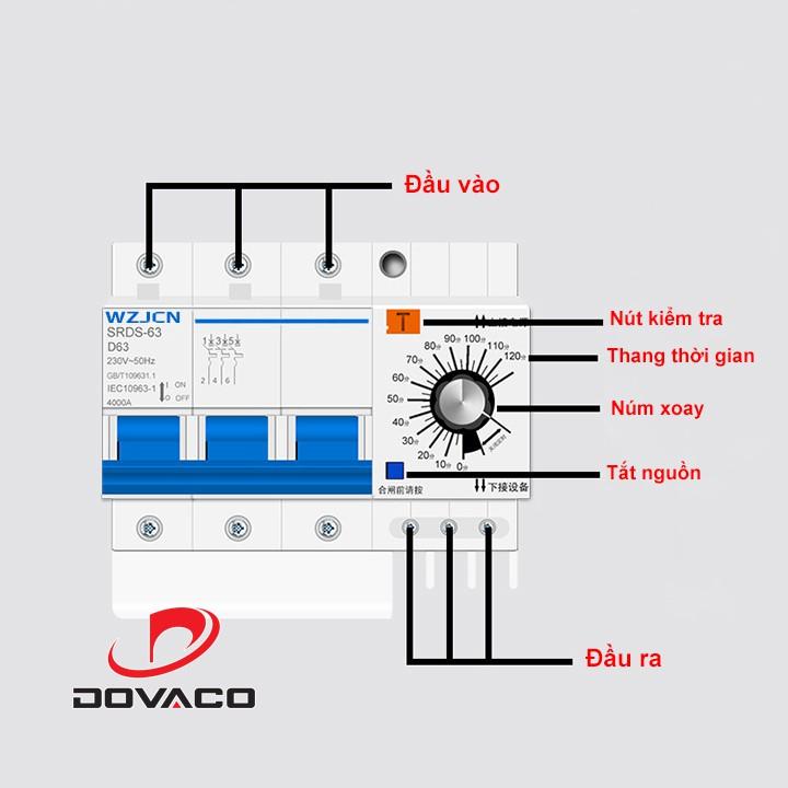 Aptomat hẹn giờ tắt đếm ngược công suất lớn 63A