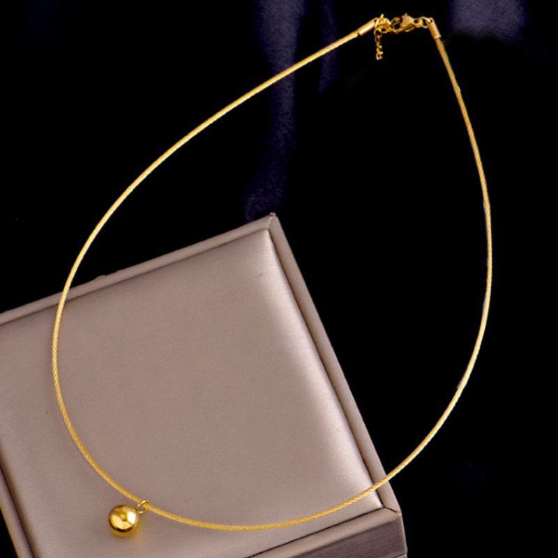 Dây Chuyền Trái Châu Dạng Vòng Kiềng Titan Ko Đen TT 3890