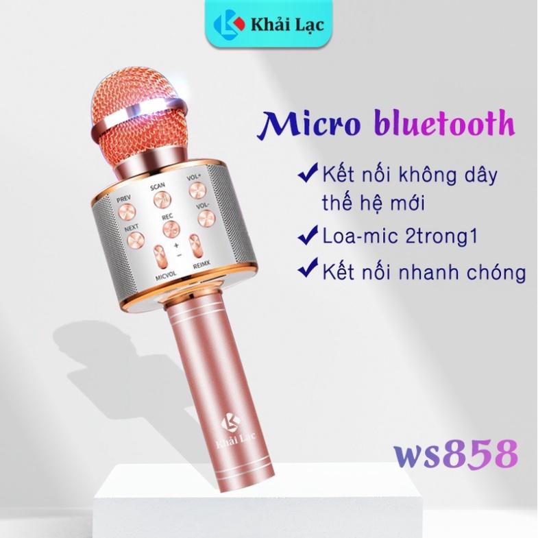 Micro Hát Karaoke Bluetooth WS-858 Khải Lạc micro không Dây hát karaoke micro không dây micro trợ giảng không dây