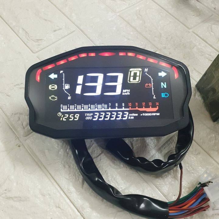 Đồng hồ điện tử DUCATI Báo km, Có Báo xăng, Báo vòng tua máy- màn hình LCD cực chất - G2098