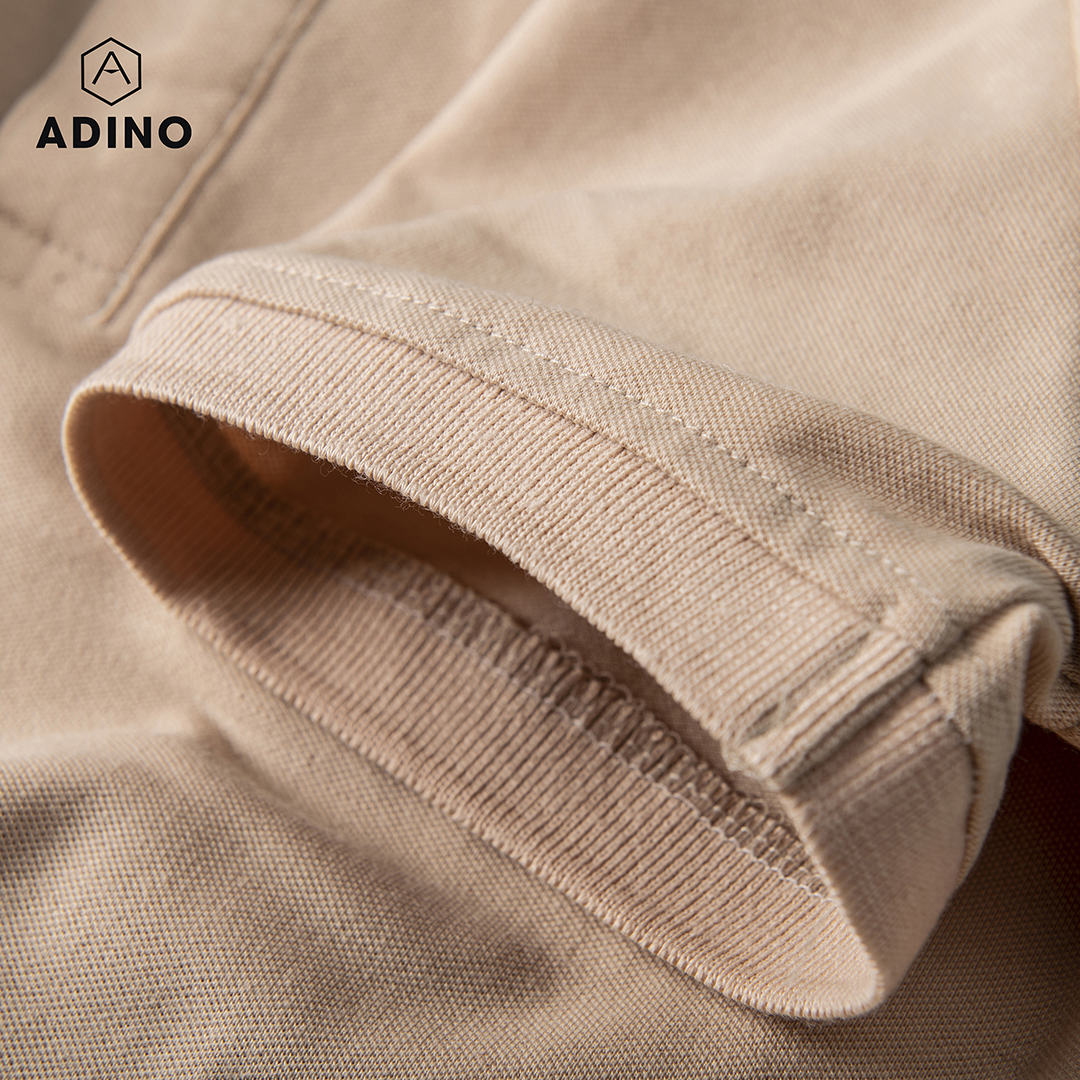 Áo polo nam ADINO màu be vải cotton co giãn thiết kế basic trẻ trung PL44