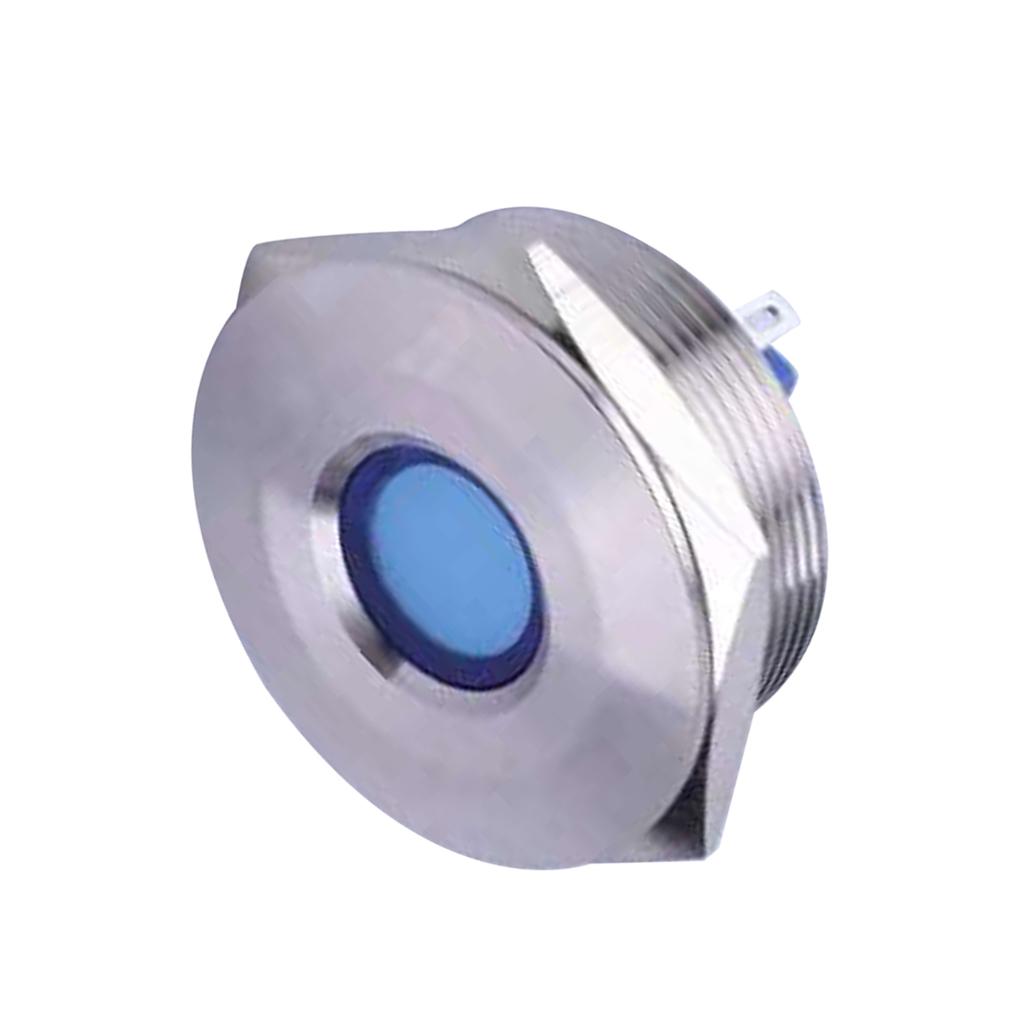 28mm 12V LED Xanh Dương IP67 Kim Loại Phi Tín Hiệu Đèn báo IB28B-FJ-D