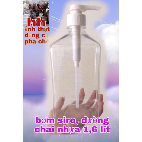 bình bơm đựng siro, đường nước chai nhựa 1,6 lít,chuyên dụng cụ pha chế trà sữa bar tender