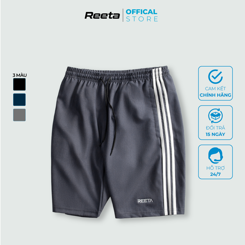 Quần Short thun nam thể thao REETA, chất vải thun co giãn, Logo được thêu sắc nét, phong cách năng động - A1792