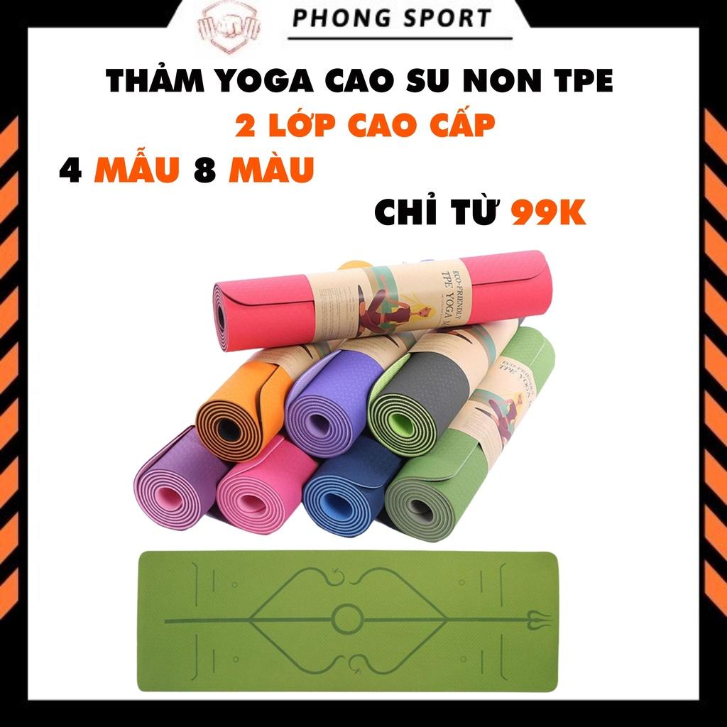 Thảm tập yoga gym chống trượt tpe cao cấp 2 lớp dày 6mm 8mm tập tại nhà T2L