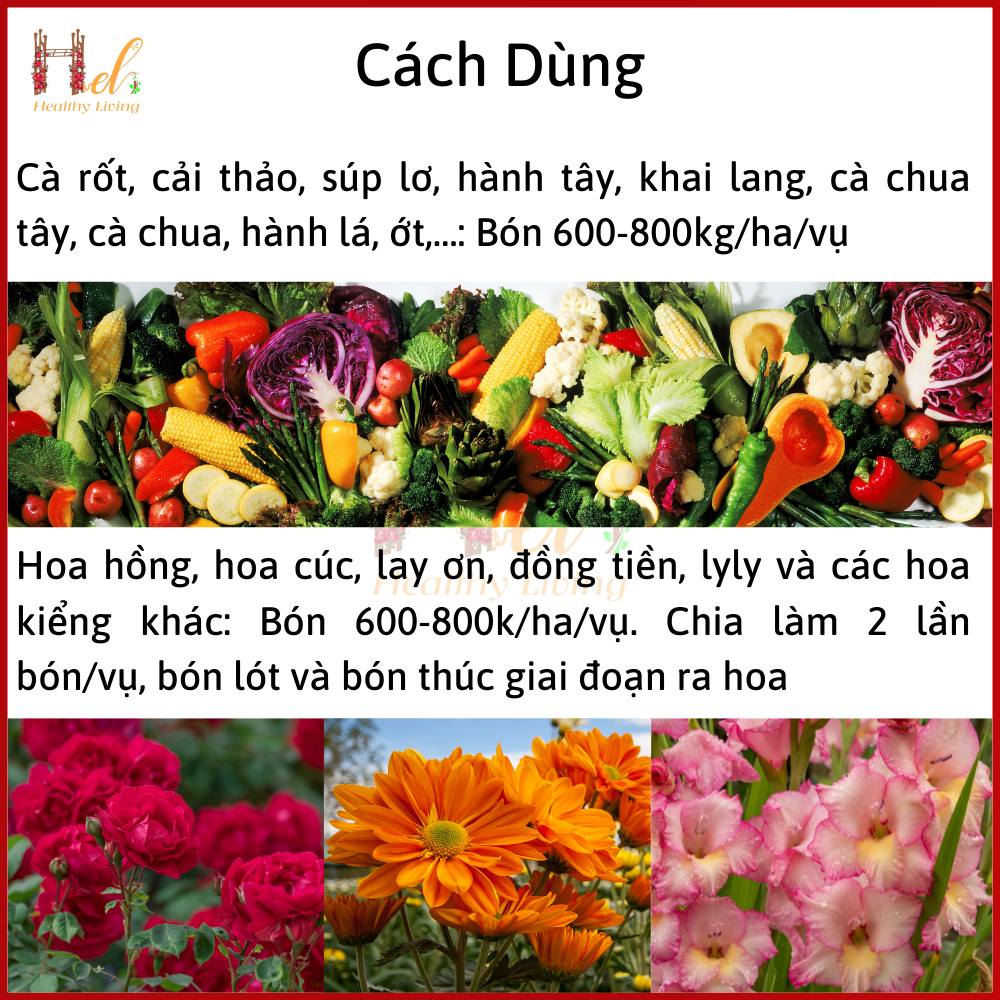 Phân Bón Hữu Cơ Hoa Hồng Phân Bón Hoa Hồng, Cây Cảnh GREEN FARM Gói 1kg