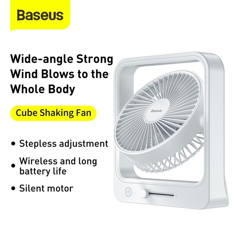 Quạt Mini Pin Sạc Chính Hãng Baseus Cube Shaking Fan (Pin sạc 5400mAh, 18h sử dụng , Xoay 60 độ, Điều chỉnh nhiều cấp tốc độ, Cực êm )