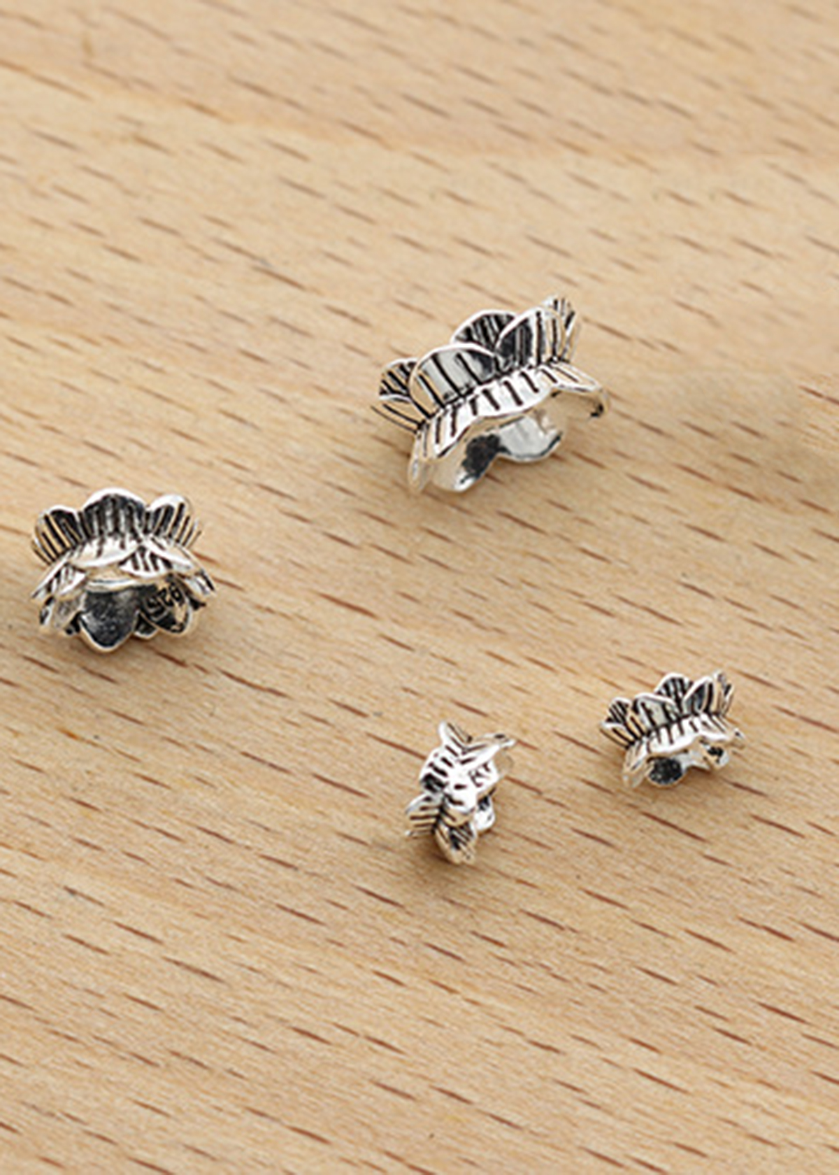 Combo charm bạc chặn hạt họa tiết hoa sen 2 đầu - Ngọc Quý Gemstones