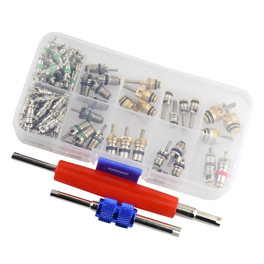 102 pieces A/C System Valves with Remover Tool Kit For R12/ R134A