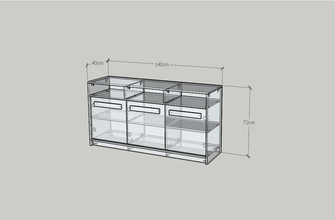 HAPPY FURNITURE , Tủ lưu trữ 3 cửa mở - RUBEL, TCM_225, 140cm x 40cm x 72cm DxRxC