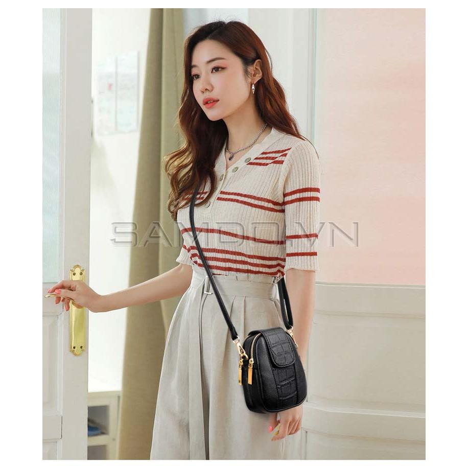 Túi Đeo Chéo Nữ Đựng Điện Thoại Da mềm cao cấp Samdo, nhiều ngăn tiện dụng, cực đẹp và chất