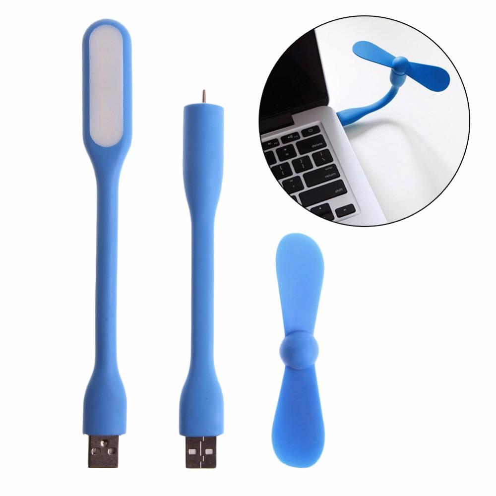 Combo Quạt Và Đèn Led USB Tản Nhiệt Laptop, Đèn Và Quạt Mini Cắm USB Củ Sạc, Pin Sạc Dự Phòng Đèn Ngủ