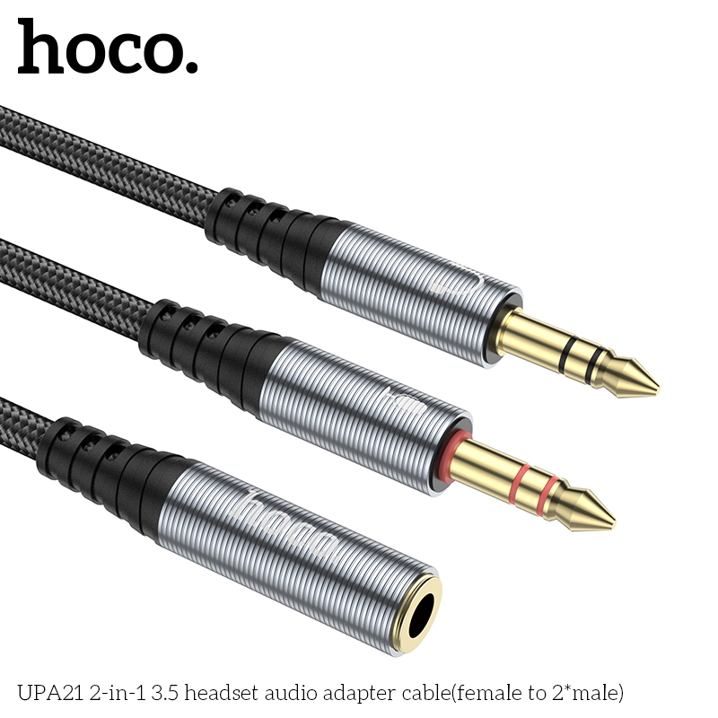 Cáp Chuyển Đổi Âm Thanh Tai Nghe 2 Trong 1 Dành Cho Hoco Upa21 Jack 3.5 Audio Dây Dù Dài 25Cm Hàng Chính Hãng