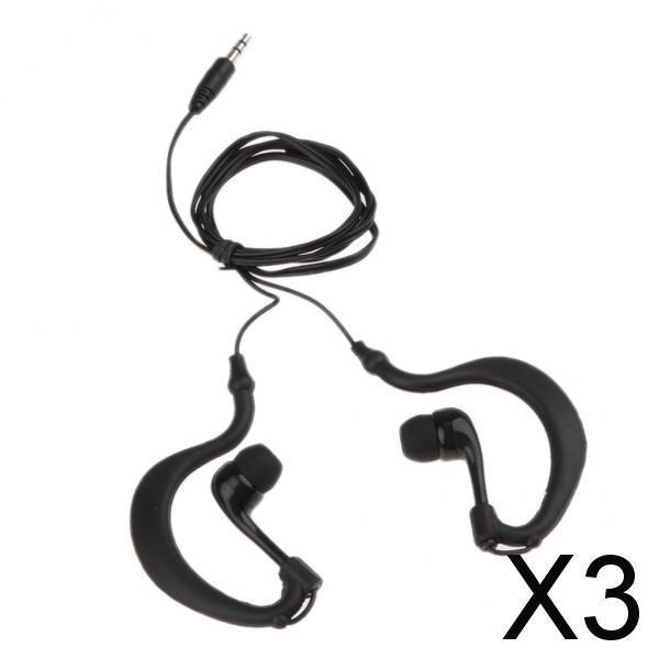 3x3.5mm Earhook Sport Waterproof Headphone Earphone for MP3 Player Black