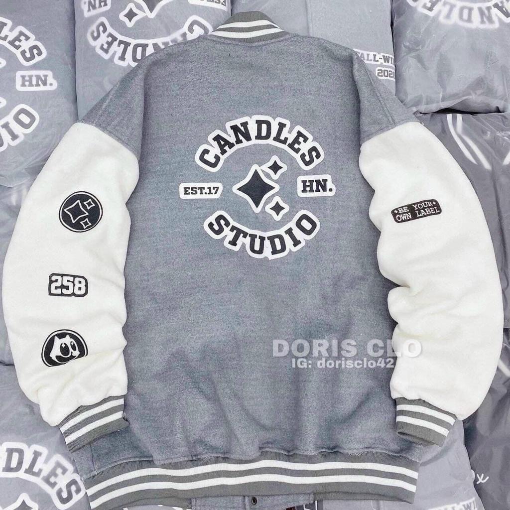 Áo khoác bomber varcity thêu TT chữ 2 lớp-Áo bóng chày thể thao unisex chất dạ dày dặn phong cách ulzzang hàn quốc