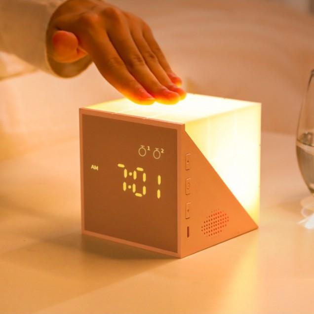Đồng hồ báo thức kiêm đèn ngủ rubik Cảm ứng âm thanh đổi màu Thể hiện nhiệt độ