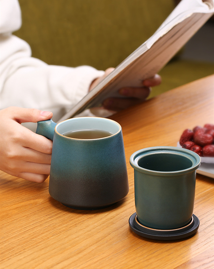 Cốc pha trà gốm sứ Ceramic Tea Mug with Infuser Strainer 400ml
