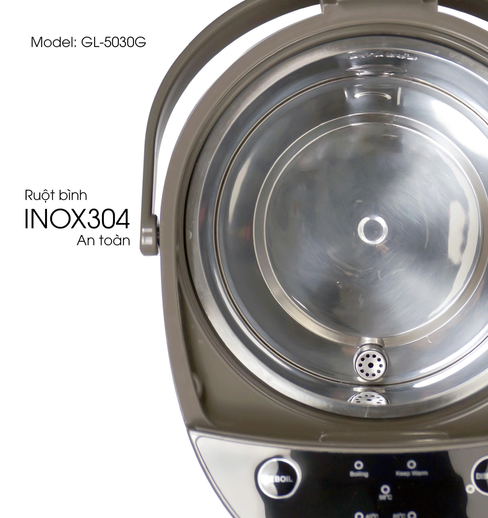 Bình Thuỷ Điện Gali GL-5030G Dung tích 3L nhỏ gọn, Thân bằng nhựa nguyên sinh cao cấp, lòng trong bằng Inox 304 dày chất lượng. Hàng chính hãng chất lượng cao bảo hành 24 tháng.