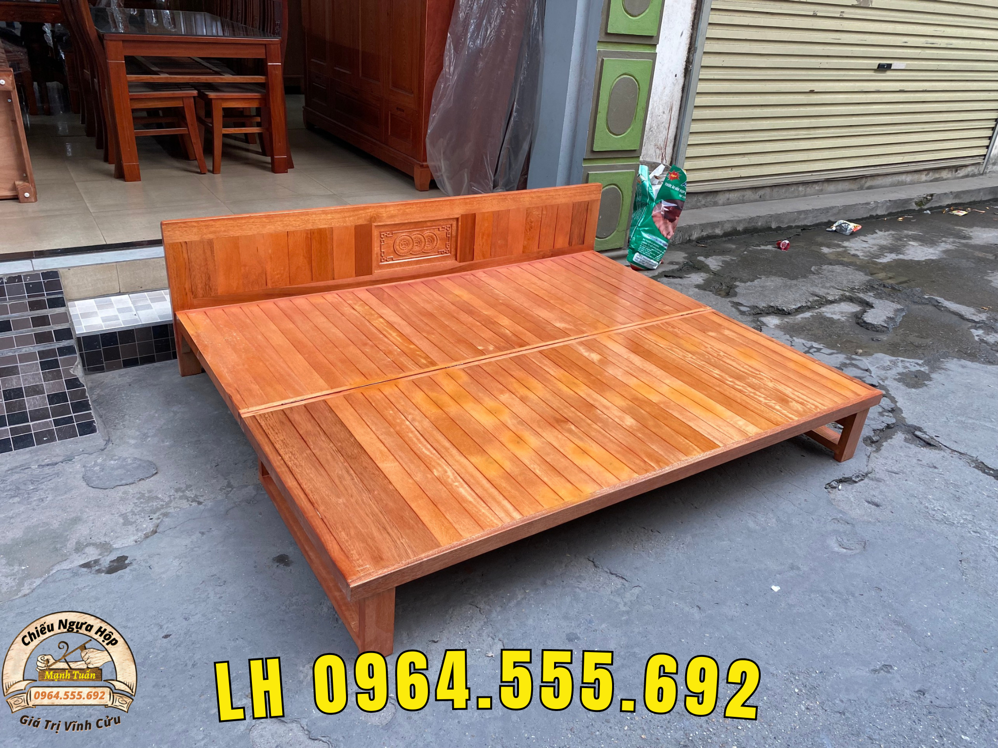 Giường Ngủ Gấp Đa Năng - Kích Thước 1m60x2m - Gỗ Hương Vàng