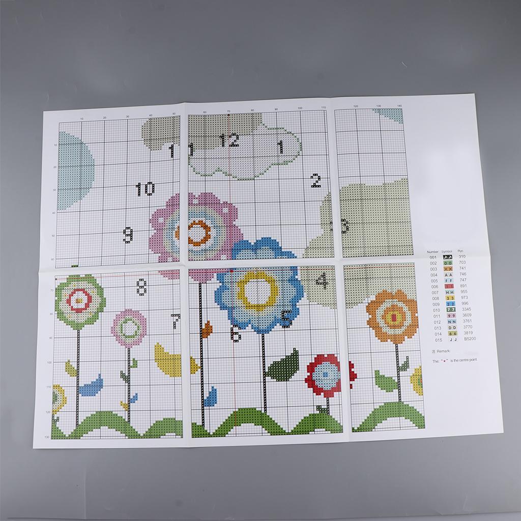 Clock Stamped Cross Stitch Kits Patterns Embroidery Kit - Flower, 11 Counted 40x38cm