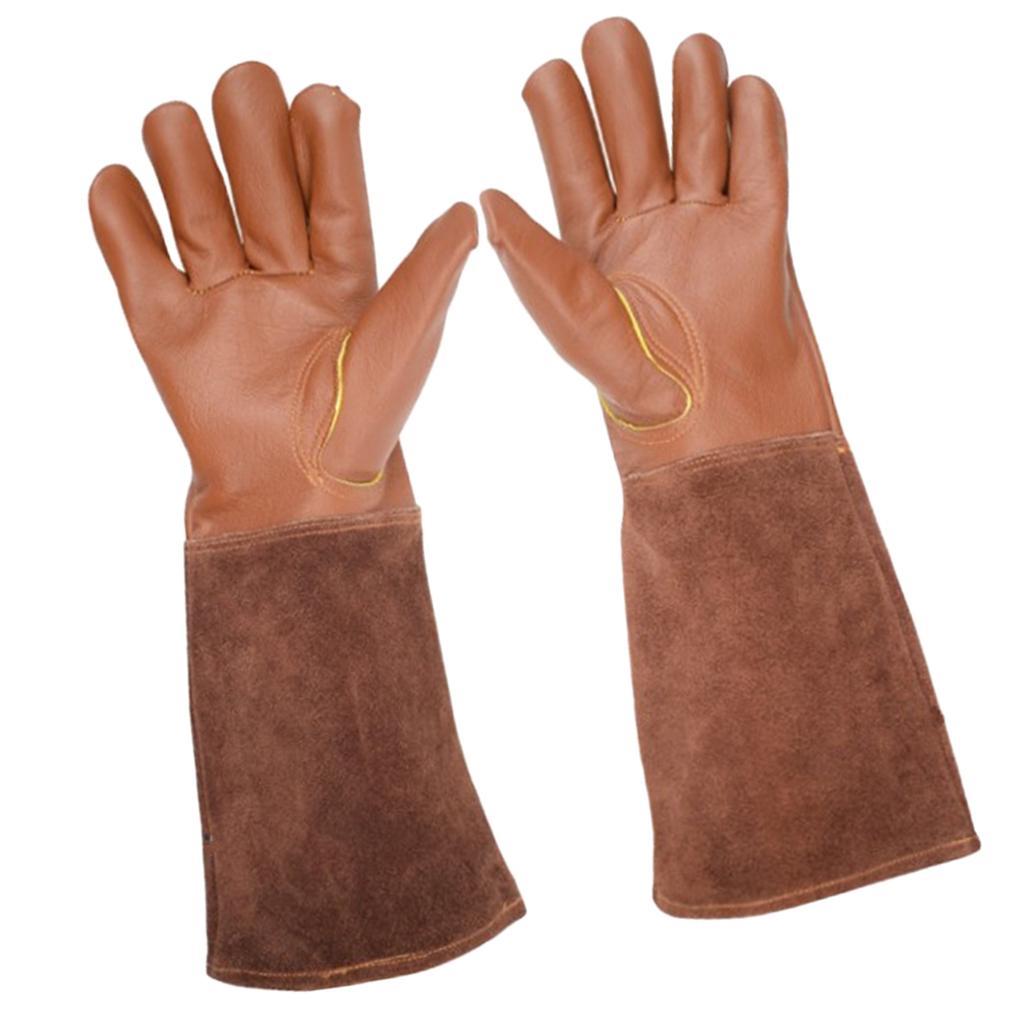 2 Pairs Leather Work Gloves Thorn  Cowhide Gardening Gloves for Men Women