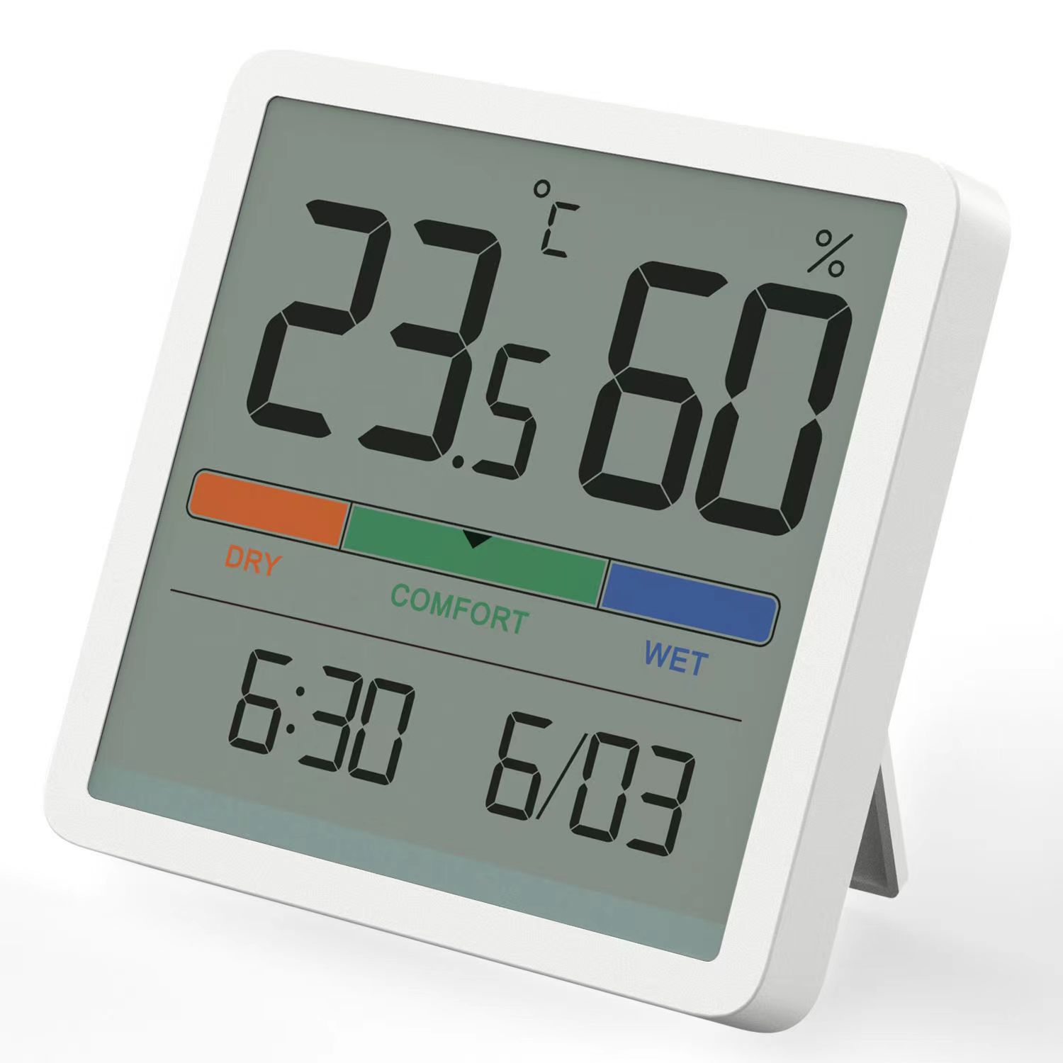 Đồng hồ nhiệt độ và độ ẩm Mute Màn hình LCD lớn 3,34 inch độ chính xác cao-Hàng hóa nhập khẩu