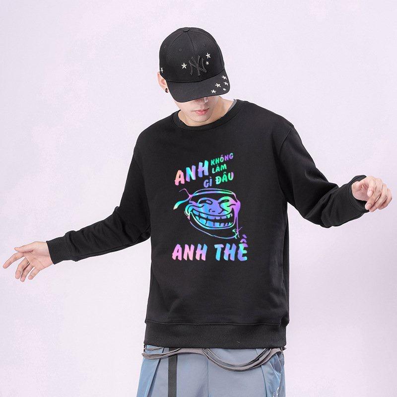 Áo sweater chữ Anh Thề phản quang unisex nam nữ phong cách hàn quốc form rộng – ST198- babitrendy