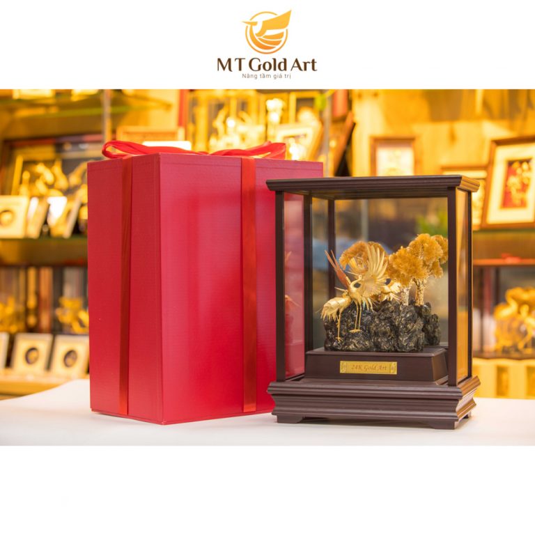 Tượng chim hạc dát vàng Mẫu 1 (17x29x34cm) MT Gold Art- Hàng chính hãng, trang trí nhà cửa, quà tặng dành cho sếp, đối tác, khách hàng.