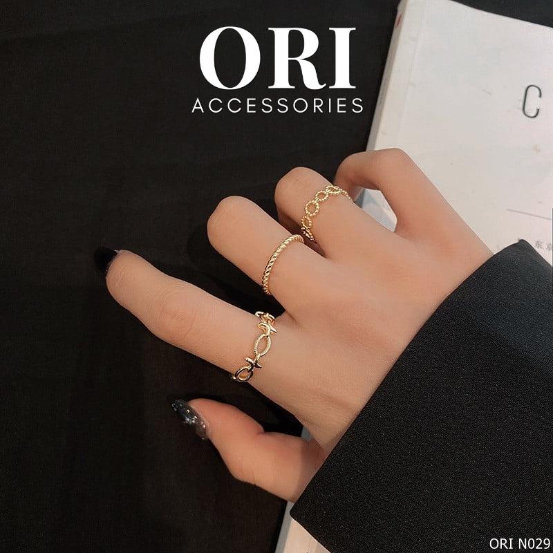 Set 3 nhẫn nữ Freesize độc đáo Seward tinh tế thời trang ORI ACCESSORIES N029